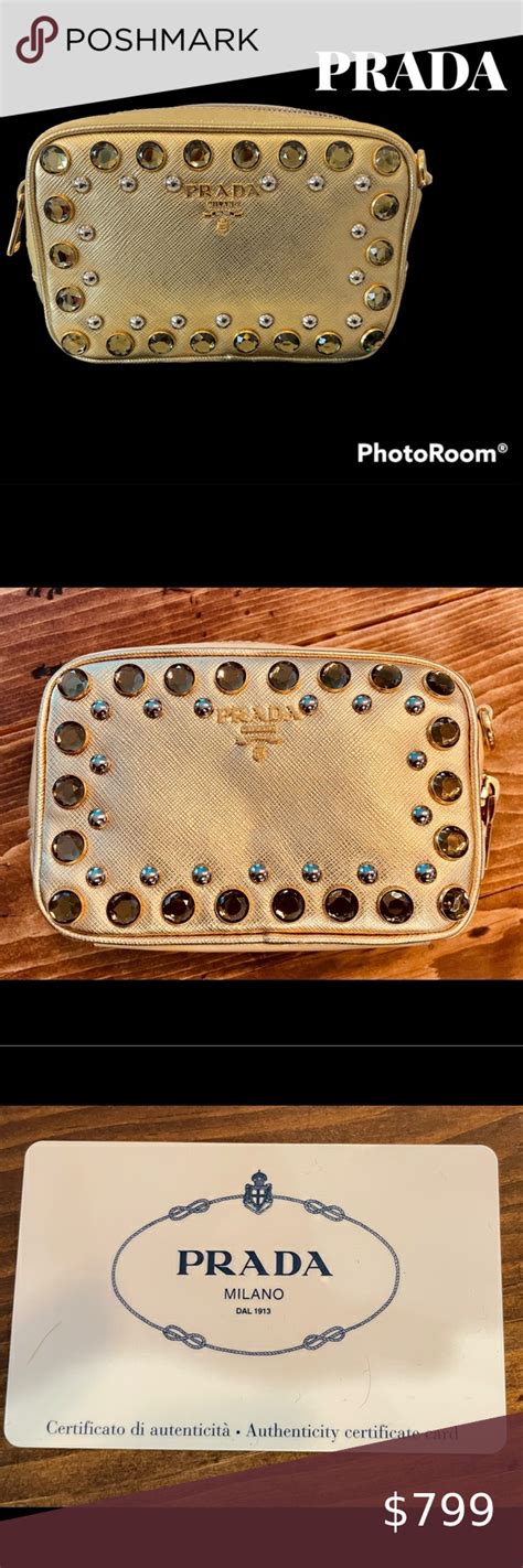 prada gold studded|real real prada crossbody.